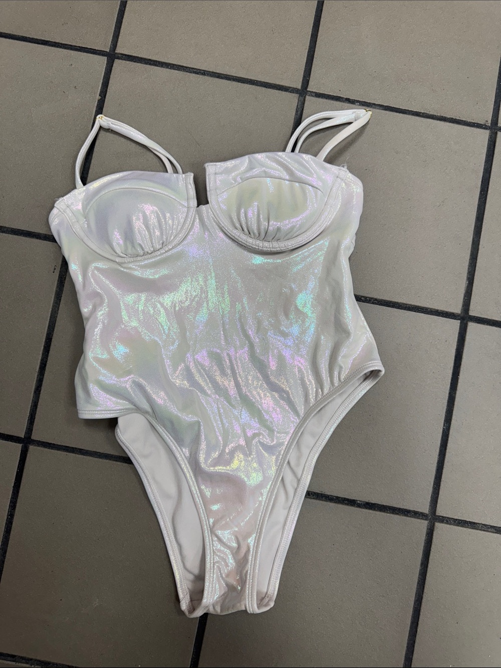 No Boundaries Iridescent White One-Piece Swimsuit